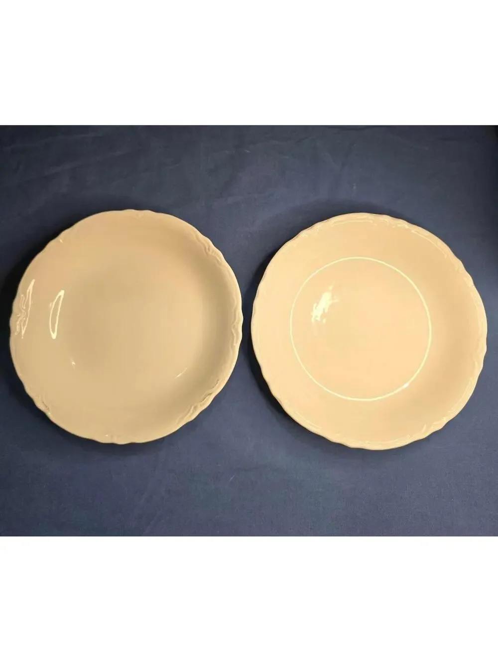 Set of 2 Vintage SCIO Ransom Cream Ironstone Scalloped 8.25